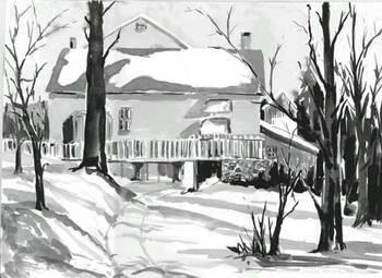  House with Porch in Snow