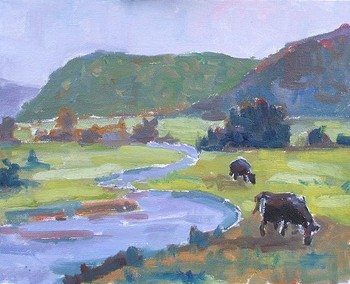 Bad Ax River, South Fork, with Cows