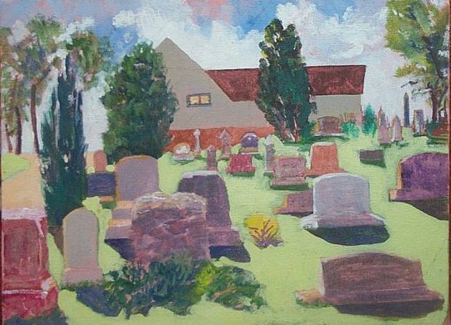 Country Cemetary and Modern Church