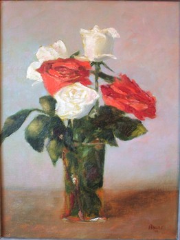 Five Red and White Roses