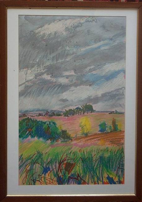 Hayfield Vista July 4 Dreamscape (oil pastel)