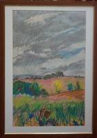 Hayfield Vista July 4 Dreamscape (oil pastel)