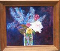 Lilacs and Two Roses