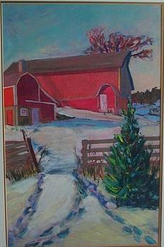 My Barn in Winter Sunshine - (oil on paper)