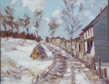 Snowy Village Road