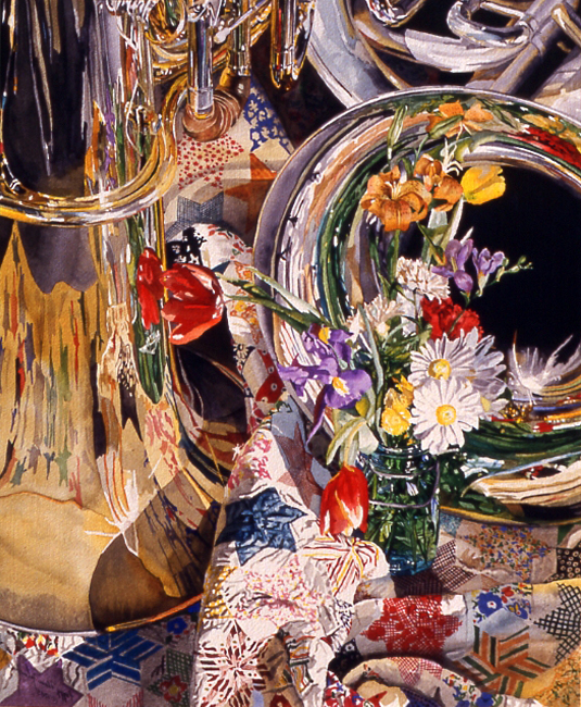 Two Tubas With Flowers