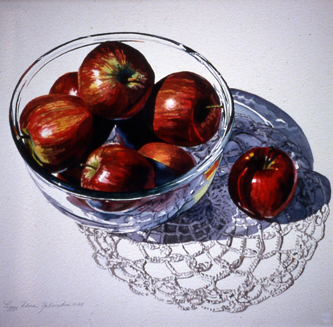 Chipped Bowl with Apples and Lace