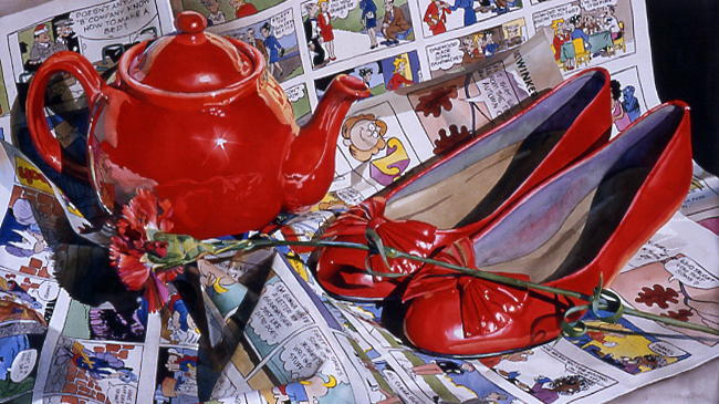 Red Still Life w/ One Carnation