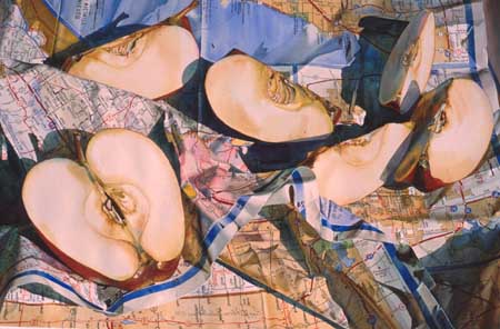 Sliced Apples on Map