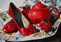Red Teapot, Shoes & Carnation