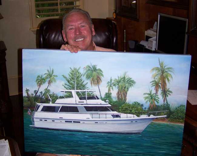 A happy Ted with his boat Portrait