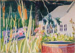 Plunge Tub and House with Cattails