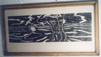 Water, Block print, 20x48