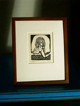 Female seated, Block Print, 8x10 Matted, Edition of 25