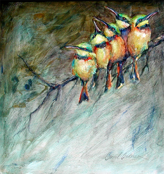 Hummingbirds on Branch