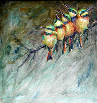 Hummingbirds on Branch