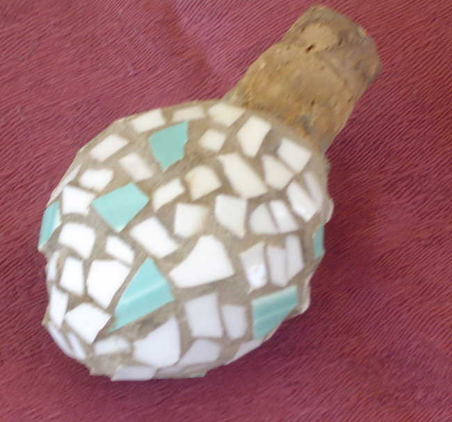 Blue and white bottle stopper