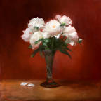 Peonies on Red