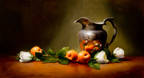 Peaches and Silver Vase