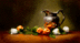 Silver Vase and Peaches