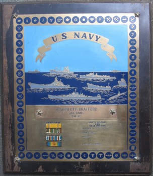 US Navy Service Plaque WWII period Joe Brafford, USS Core 