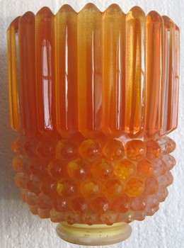 Iridescent signed Jefferson Rib and Hobnail glass shade 