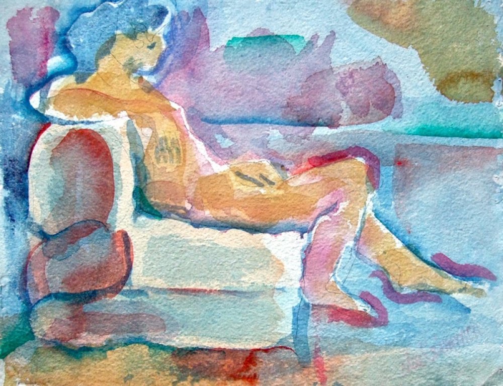 Woman seated on Bolster
