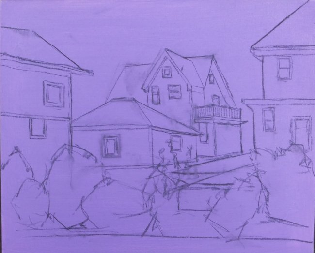 Step 1 - Charcoal over toned ground