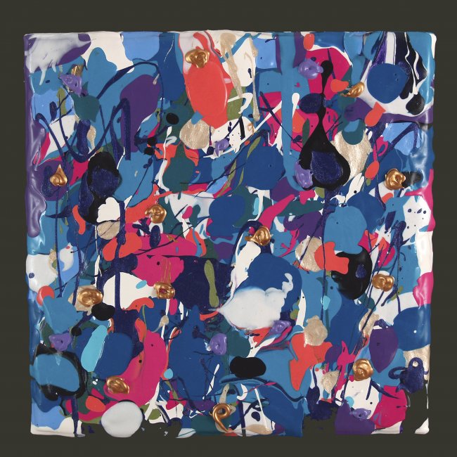 Favorite Blue, Turquoise, Orange, Composition With Gold 