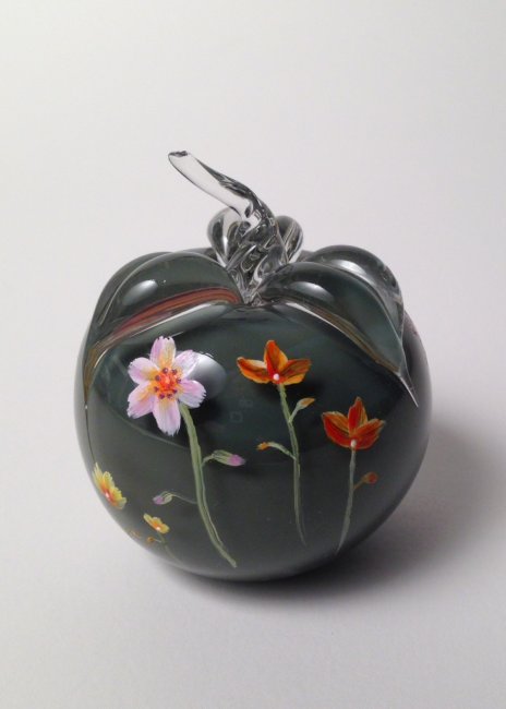 Painted, Dark Grey, Glass Apple