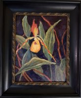 Yellow lady slippers orchid