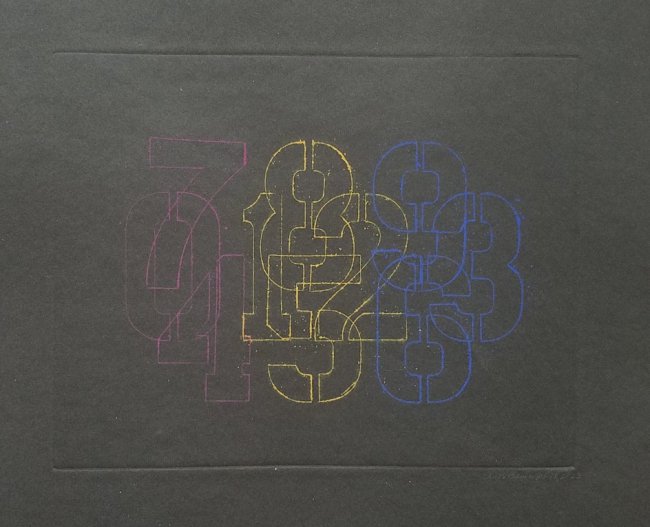 Stencil No. 8 Color Digits Zero to Nine on Black