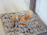 Oranges in Glass Bowl
