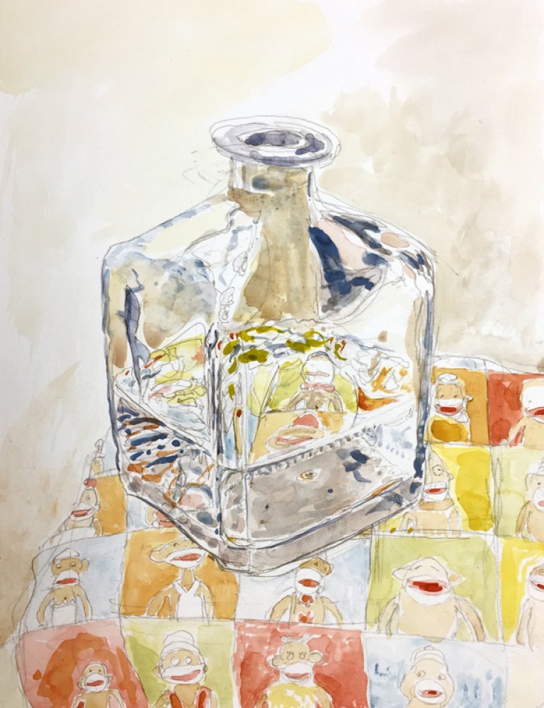 Bottle on Monkey Fabric