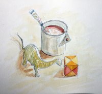 Dino with coffee