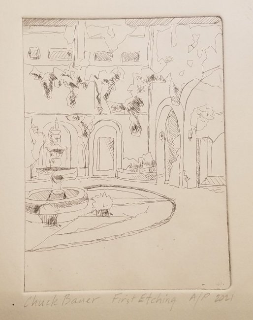 Mexican Courtyard First Etching