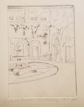 Mexican Courtyard First Etching