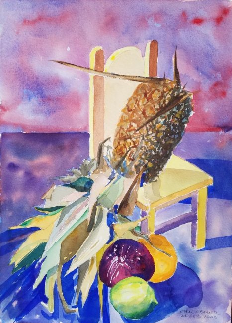 Yellow Chair with Pineapple