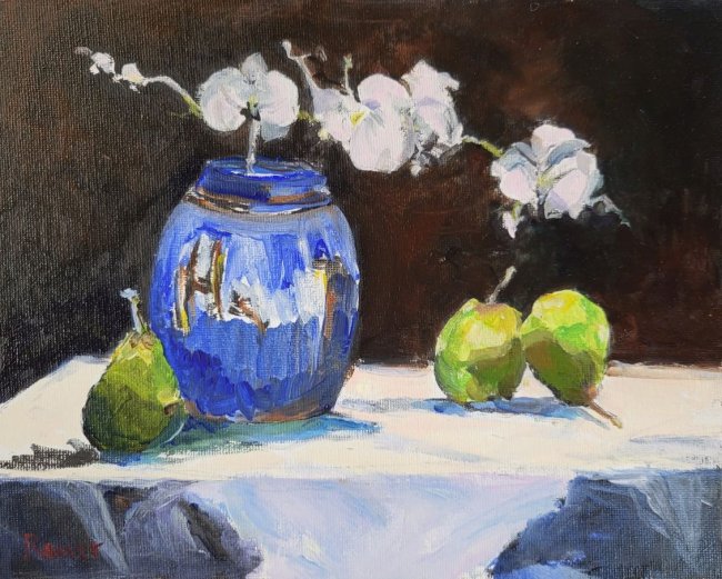 Still Life with White Orchids