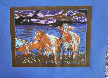 Four Cows in Moonlight