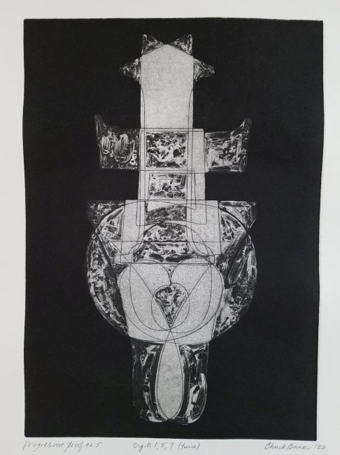 Digits 1, 5, 7 (Monoprint)