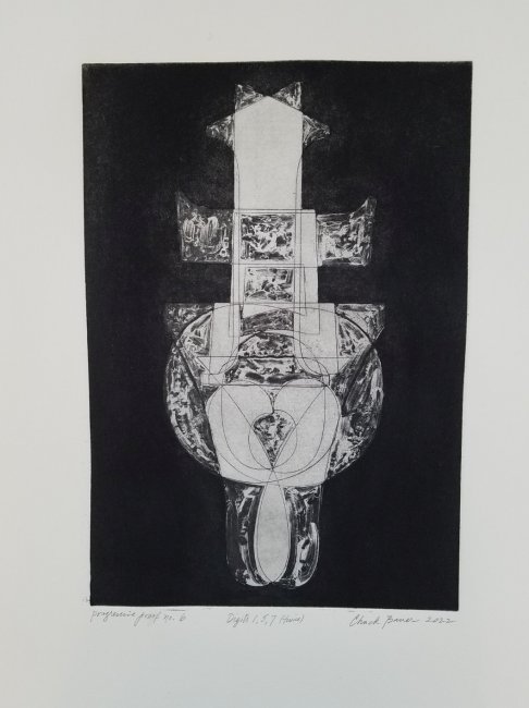 Digits 1, 5, 7 (Monoprint)