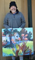 Chuck Bauer with October Cannas in my Garden 2024