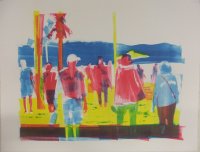 Crowd in Puerto Vallarta Mexico as Monotype