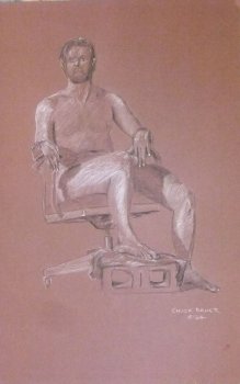 Male Nude of Office Chair with Block