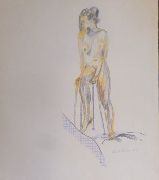 Seated Female Nude in Yellow Light Lifedrawing