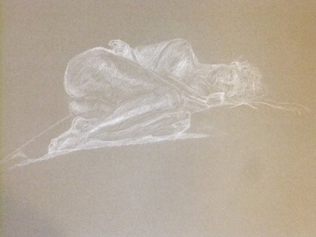 Reclining Female Curled Position Lifedrawing