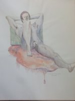 Seated Male Nude Lifedrawing No. 5 (arms up)
