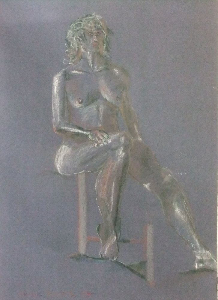 Seated Female Nude Lifedrawing (enhanced drawing)