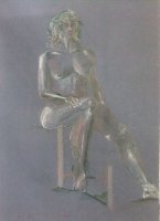 Seated Female Nude Lifedrawing (enhanced drawing)